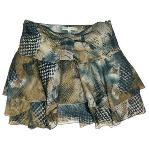 Perra Nova Women's Flared Tiered Mini Skirt High Waist Lined 100% Viscose Size S